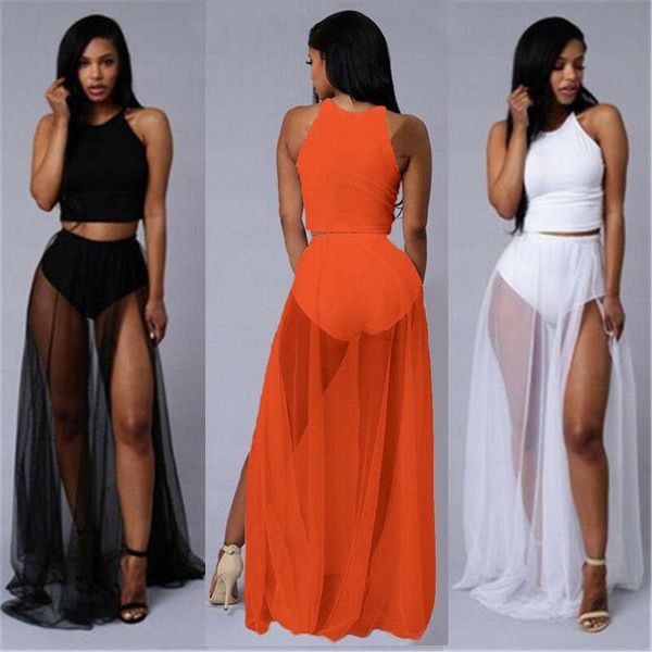 women's swimwear summer women sheer bikini cover-up high waist beach ladies long dress beachwear, White;black
women's swimwear summer women sheer bikini cover-up high waist beach ladies long dress beachwear, White;black