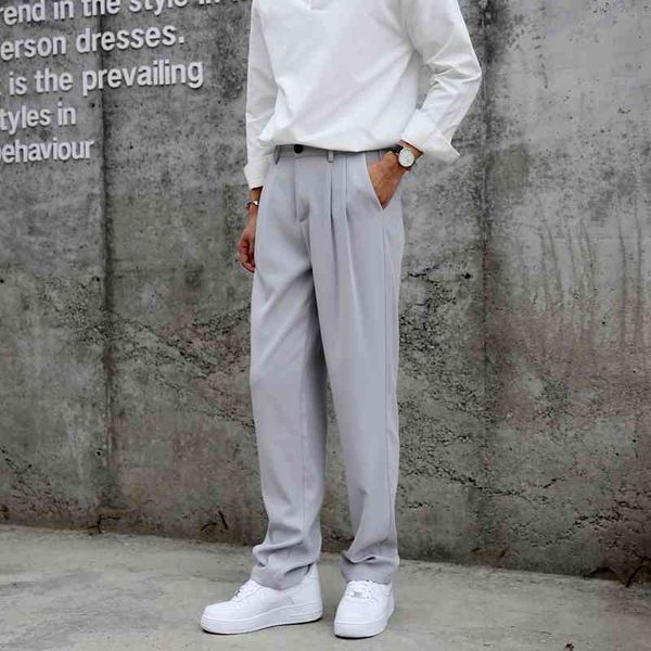 1Wang Yinxue's self made simple drop feeling straight leisure wide leg trousers for men, Light gray
1Wang Yinxue's self made simple drop feeling straight leisure wide leg trousers for men, Light gray