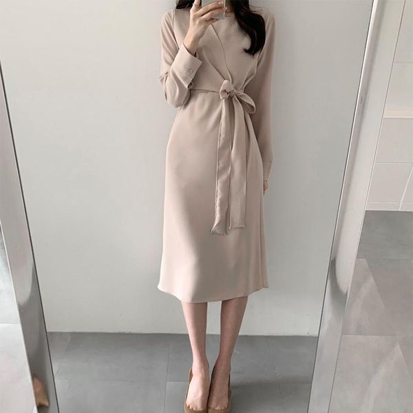 casual dresses women's bandage a-line long dress high waist sleeve lace-up solid female 2021 autumn ladies elegant vestidos, Black;gray
casual dresses women's bandage a-line long dress high waist sleeve lace-up solid female 2021 autumn ladies elegant vestidos, Black;gray