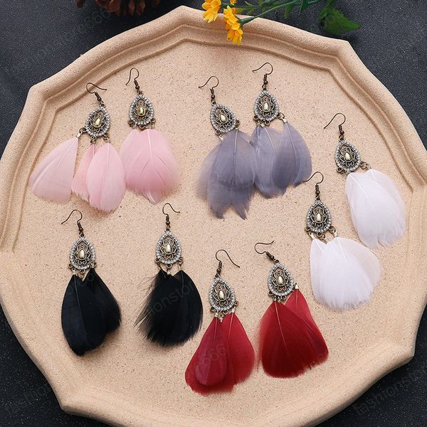 fashion dangle rhinestone earring for women european and american jewelry vintage black feather tassel bohemian summer earrings, Silver
fashion dangle rhinestone earring for women european and american jewelry vintage black feather tassel bohemian summer earrings, Silver