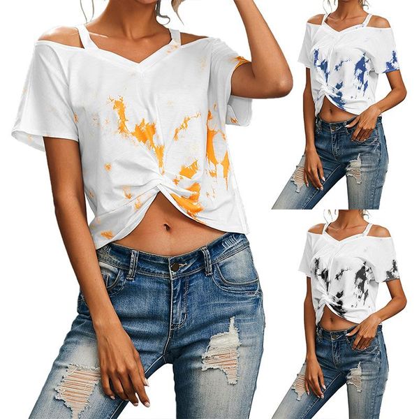 supply of european and american women's off shoulder sling tie dye printed short sleeve t-shirt for women woman tshirts, White
supply of european and american women's off shoulder sling tie dye printed short sleeve t-shirt for women woman tshirts, White