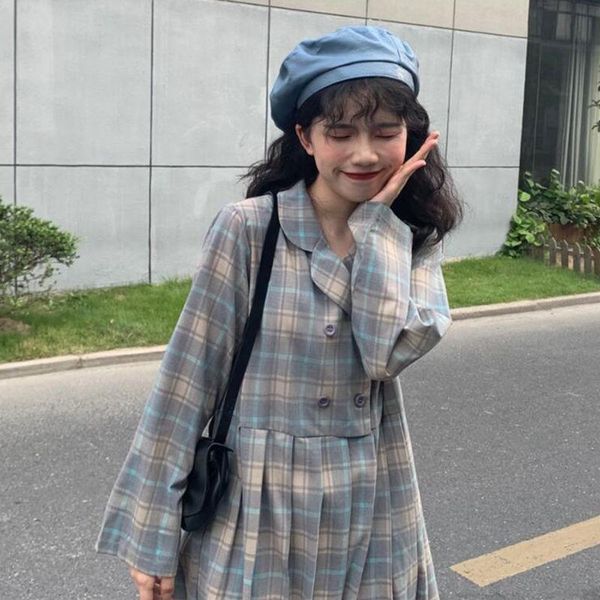 casual dresses women women's plaid long-sleeved suit collar pullover dress vestido de mujer, Black;gray
casual dresses women women's plaid long-sleeved suit collar pullover dress vestido de mujer, Black;gray