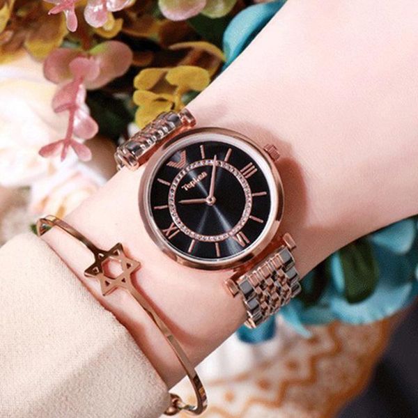 wristwatches women fashion black rome dial watch 2021 luxury diamond bracelet set ladies stainless steel waterproof wrist watches, Slivery;brown
wristwatches women fashion black rome dial watch 2021 luxury diamond bracelet set ladies stainless steel waterproof wrist watches, Slivery;brown