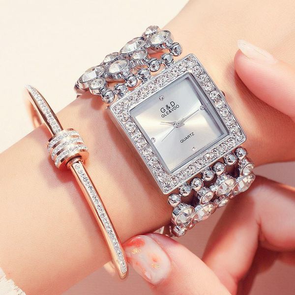 wristwatches crystal women watches stainless steel chain fashion gold watch quartz, Slivery;brown
wristwatches crystal women watches stainless steel chain fashion gold watch quartz, Slivery;brown