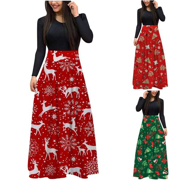 casual dresses women long sleeve xmas robe christmas print maxi dress longue elegant swing o-neck splice party vestidos, Black;gray
casual dresses women long sleeve xmas robe christmas print maxi dress longue elegant swing o-neck splice party vestidos, Black;gray
