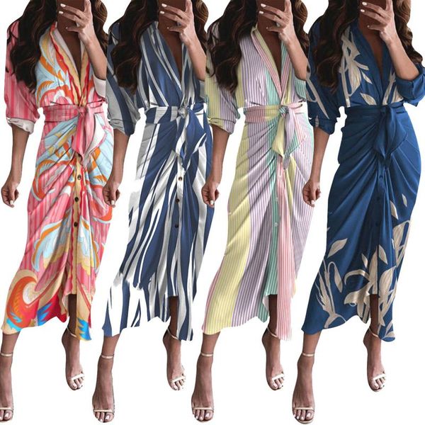 casual dresses 2021 print for women's elegant office lady vestidos fashion party long dress with belted waist and button, Black;gray
casual dresses 2021 print for women's elegant office lady vestidos fashion party long dress with belted waist and button, Black;gray