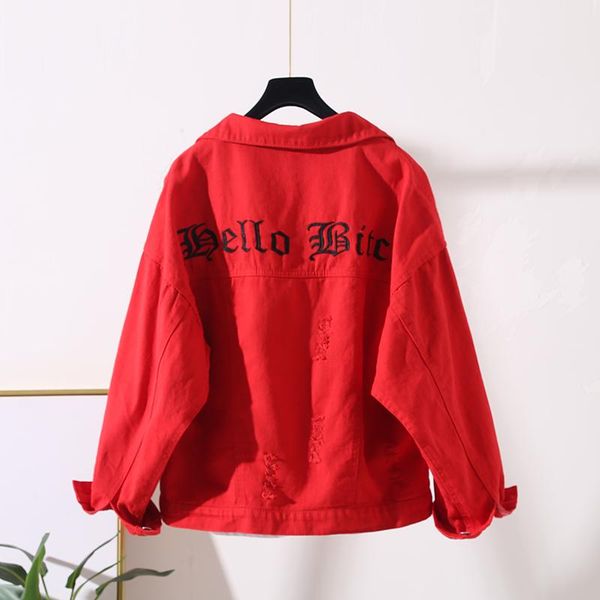 women's jackets fashion frayed letter embroidery denim jacket women harajuku loose short red jeans coat female casual student outerwear, Black;brown
women's jackets fashion frayed letter embroidery denim jacket women harajuku loose short red jeans coat female casual student outerwear, Black;brown