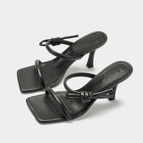 slippers summer new designer shoes black square toe tubular knot women slides high heel sandals smxe
slippers summer new designer shoes black square toe tubular knot women slides high heel sandals smxe