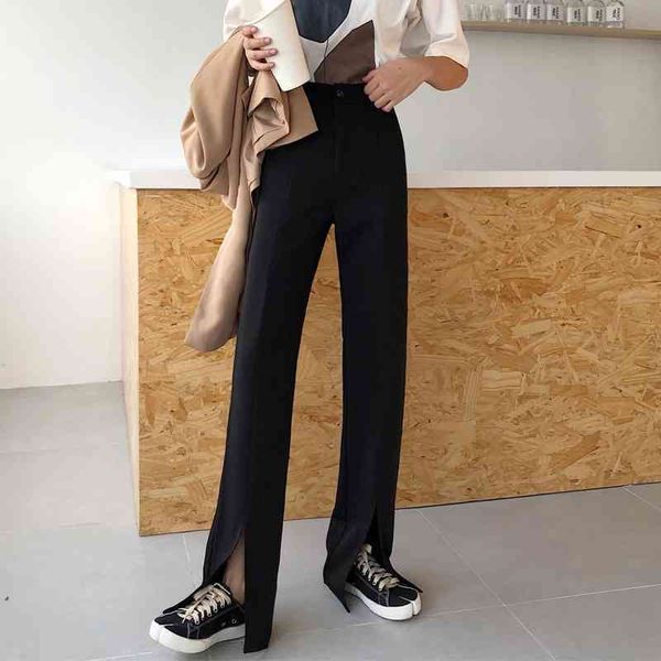 split straight leg pants women high waist spring and summer casual wide-leg fashion suit trousers 210522, Black;white
split straight leg pants women high waist spring and summer casual wide-leg fashion suit trousers 210522, Black;white