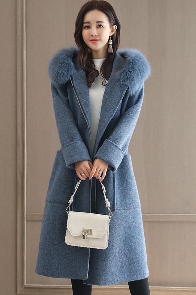 women's wool & blends 2021 mid-length autumn winter all-match loose waist fashion woolen coat, Black
women's wool & blends 2021 mid-length autumn winter all-match loose waist fashion woolen coat, Black