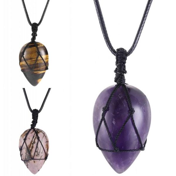 natural stone teardrop pendant necklace for women men handmade braided wrap reiki crystal point rope jewelry necklaces, Silver
natural stone teardrop pendant necklace for women men handmade braided wrap reiki crystal point rope jewelry necklaces, Silver