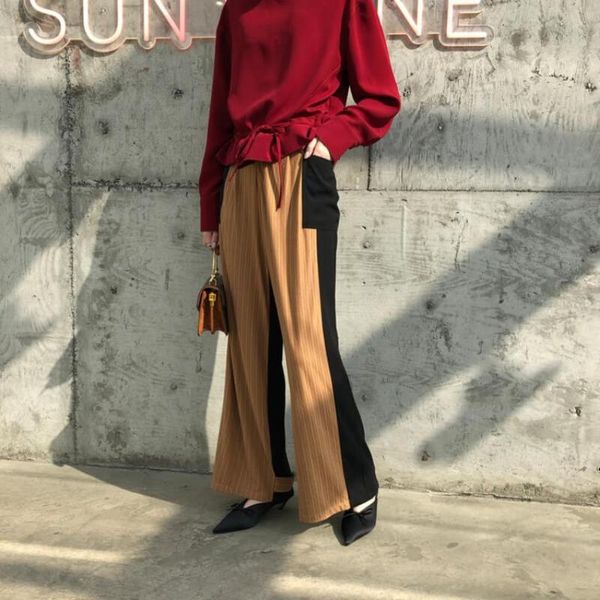 women's pants & capris fashion brand striped pattern hit color wide leg female england style high waist was thin longer wq2116, Black;white
women's pants & capris fashion brand striped pattern hit color wide leg female england style high waist was thin longer wq2116, Black;white