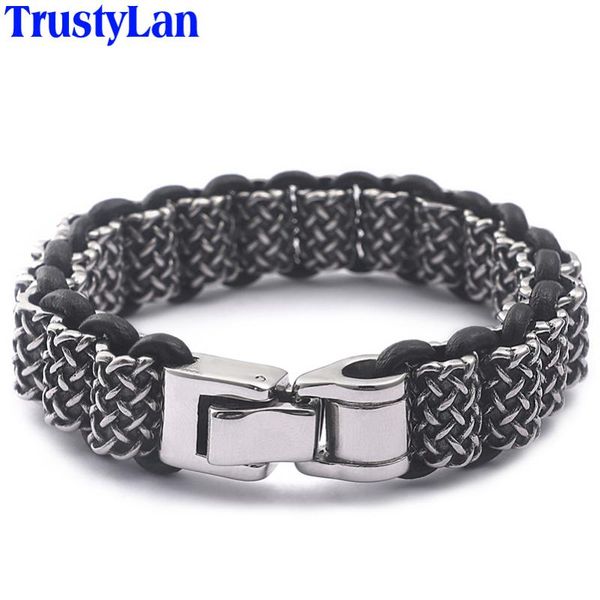 trustylan retro hiphop rock solid heavy 316l stainless steel men's thick chain leather bracelets for men gothic 8.7" link,, Black
trustylan retro hiphop rock solid heavy 316l stainless steel men's thick chain leather bracelets for men gothic 8.7" link,, Black