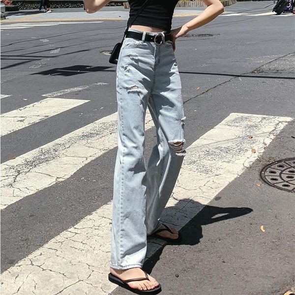 women's jeans ripped for women summer wide leg pants high waist loose hole slim straight, Blue
women's jeans ripped for women summer wide leg pants high waist loose hole slim straight, Blue