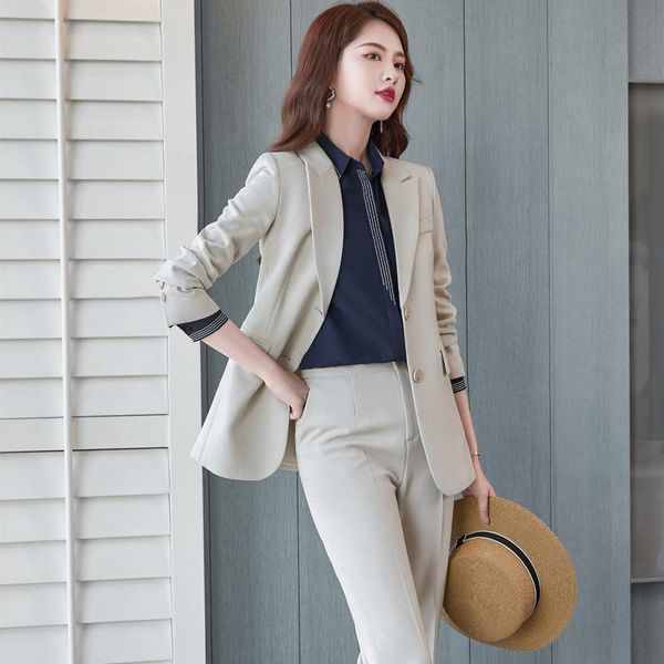 women's two piece pants autumn and winter suit 2-piece high-quality plus size 2021 temperament slim single-breasted ladies jacket, White
women's two piece pants autumn and winter suit 2-piece high-quality plus size 2021 temperament slim single-breasted ladies jacket, White