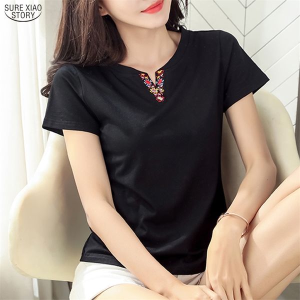 korean v-neck tees summer slim women embroidery t-shirt casual solid short sleeve clothes camiseta mujer 8607 50 210506, White
korean v-neck tees summer slim women embroidery t-shirt casual solid short sleeve clothes camiseta mujer 8607 50 210506, White