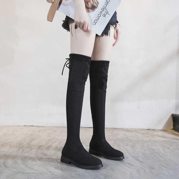 boots 2021 winter plush knee length women's slim high elastic korean fashion low heel strapping, Black
boots 2021 winter plush knee length women's slim high elastic korean fashion low heel strapping, Black