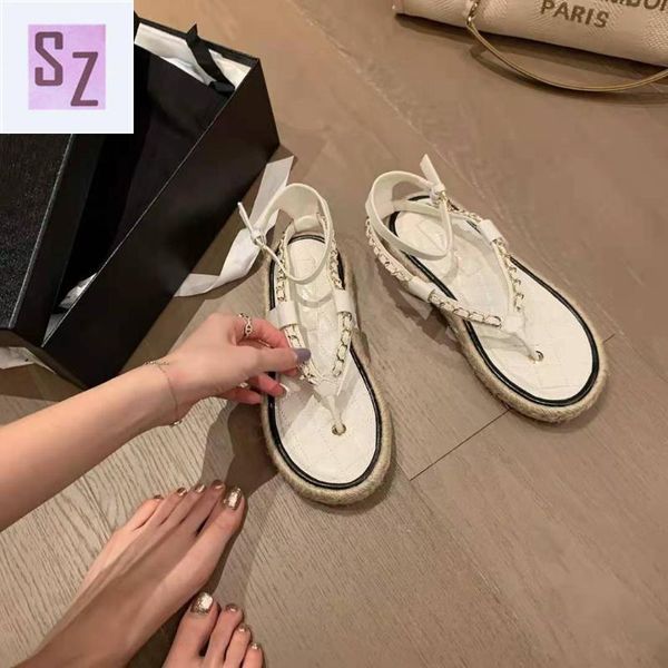 sandals rope small incense style fashion flat flip flops with metal chain thick-soled women, Black
sandals rope small incense style fashion flat flip flops with metal chain thick-soled women, Black