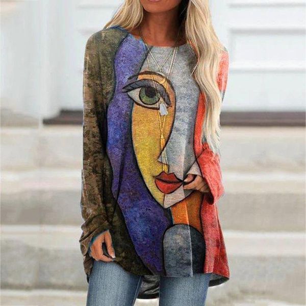 women's t-shirt long sleeve t shirt women abstract print o-neck tee fashion vintage streetwear shirts for camisetas mujer, White
women's t-shirt long sleeve t shirt women abstract print o-neck tee fashion vintage streetwear shirts for camisetas mujer, White