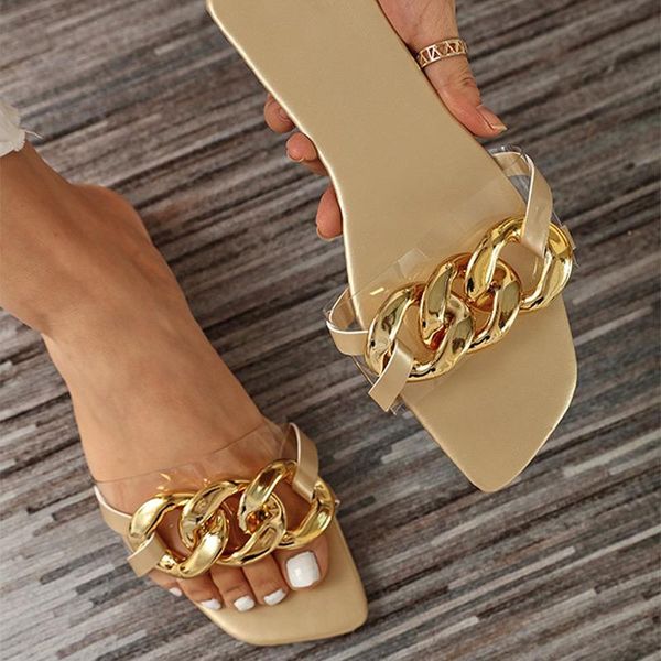 slippers vogue summer women's flats metal chain ladies slides square toe flip flops woman beach slipper slip on female shoes, Black
slippers vogue summer women's flats metal chain ladies slides square toe flip flops woman beach slipper slip on female shoes, Black