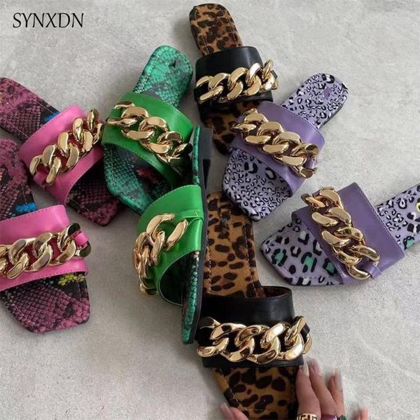 slippers synxdn summer women's flat leopard gold chain casual sandals style ladies slides beach flip flops female footwear, Black
slippers synxdn summer women's flat leopard gold chain casual sandals style ladies slides beach flip flops female footwear, Black