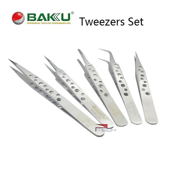 shade 5pcs tweezers of baku hollow-out design, ultra rigidity fine point anti-static stainless steel set for repair
shade 5pcs tweezers of baku hollow-out design, ultra rigidity fine point anti-static stainless steel set for repair