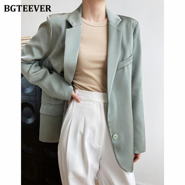 women's suits & blazers bgteever fashion autumn loose notched collar women satin blazer full sleeve single-breasted soft female jackets, White;black
women's suits & blazers bgteever fashion autumn loose notched collar women satin blazer full sleeve single-breasted soft female jackets, White;black