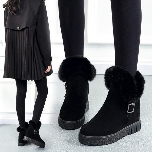 boots snow 2021 winter korean version plush thickened cotton shoes round head elevated women's, Black
boots snow 2021 winter korean version plush thickened cotton shoes round head elevated women's, Black