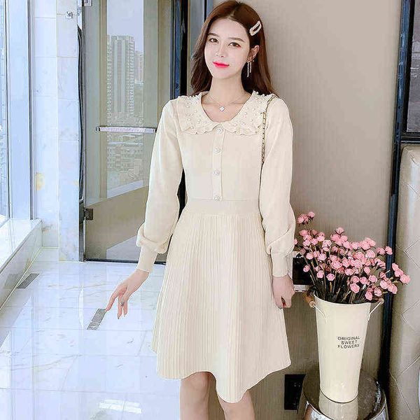 luxury dress autumn and winter 2022 slim baby collar beaded sweater knitted dresses, Black;gray
luxury dress autumn and winter 2022 slim baby collar beaded sweater knitted dresses, Black;gray