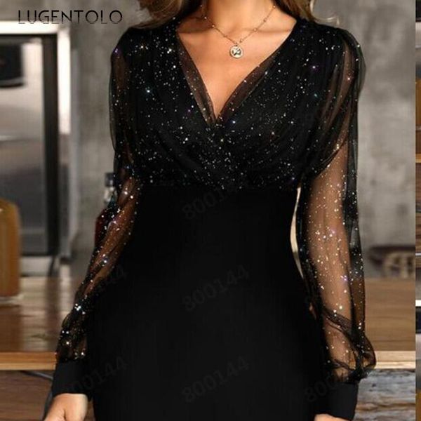 casual dresses lugentolo party dress women mini mesh fashion v-neck sequins lantern sleeve solid high waist summer pencil, Black;gray
casual dresses lugentolo party dress women mini mesh fashion v-neck sequins lantern sleeve solid high waist summer pencil, Black;gray