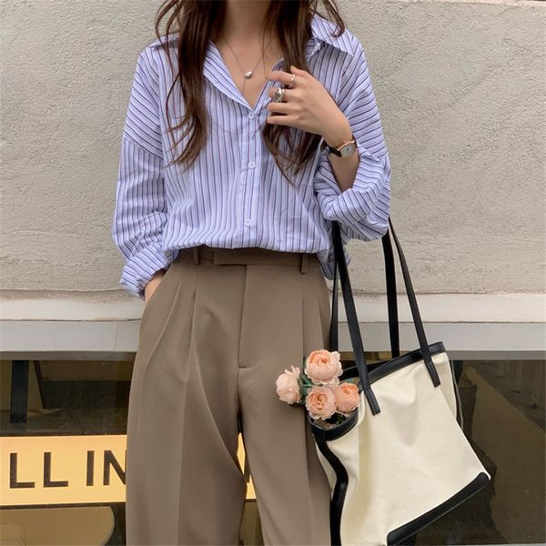 stylish minimalist arrival lapel femme striped all match loose oversize ol casual brief pockets outwear shirts 210421, White
stylish minimalist arrival lapel femme striped all match loose oversize ol casual brief pockets outwear shirts 210421, White