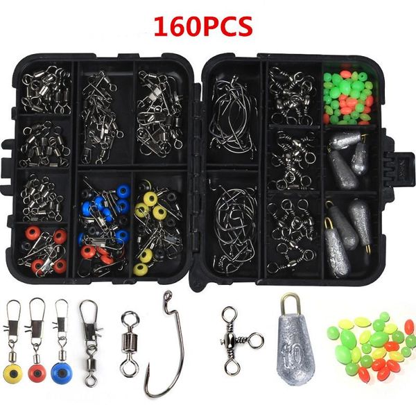 mini 160pcs/box fishing accessories kit including jig hooks sinker weights swivels snaps with tackle box
mini 160pcs/box fishing accessories kit including jig hooks sinker weights swivels snaps with tackle box