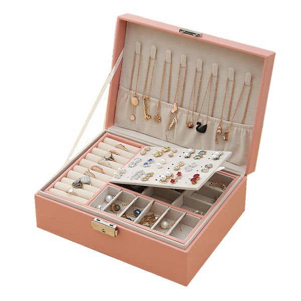 new double-layer leather jewellery box ear stud earrings ornament storage box multi-function large jewelry box, Black;white
new double-layer leather jewellery box ear stud earrings ornament storage box multi-function large jewelry box, Black;white
