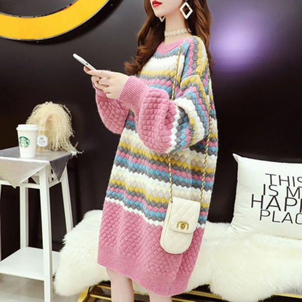 autumn winter knitted dress o-neck lantern sleeve loose short 3 color choose striped oversize bottoming sweater casual dresses, Black;gray
autumn winter knitted dress o-neck lantern sleeve loose short 3 color choose striped oversize bottoming sweater casual dresses, Black;gray