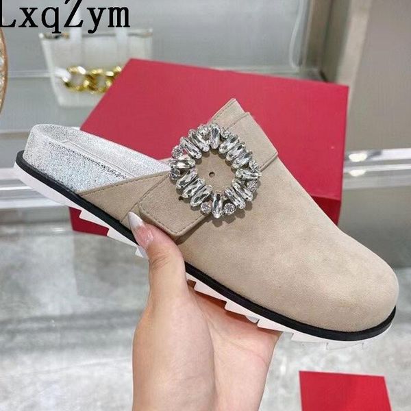 slippers shiny crystal buckle decor mules shoes leather round toe half woman dress vacation women outdoor slides, Black
slippers shiny crystal buckle decor mules shoes leather round toe half woman dress vacation women outdoor slides, Black
