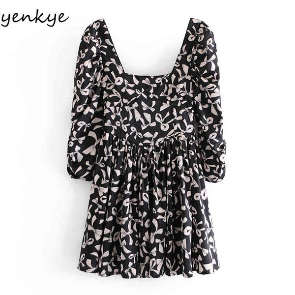 yenkye spring women bow pattern print dress elegant lady square neck puff sleeve pleated mini dress robe femme 210515, Black;gray
yenkye spring women bow pattern print dress elegant lady square neck puff sleeve pleated mini dress robe femme 210515, Black;gray