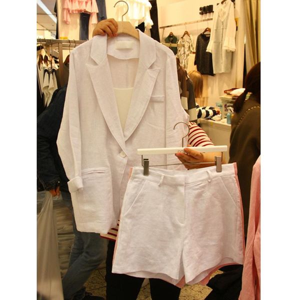 women's suits & blazers linen two-piece women fashion suit style version of loose cotton and small set jacket shorts, White;black
women's suits & blazers linen two-piece women fashion suit style version of loose cotton and small set jacket shorts, White;black