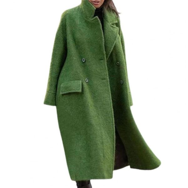 women's wool & blends long jacket cardigan coat sleeve women double breasted autumn winter lapel flap pockets warm woolen outerwear, Black
women's wool & blends long jacket cardigan coat sleeve women double breasted autumn winter lapel flap pockets warm woolen outerwear, Black