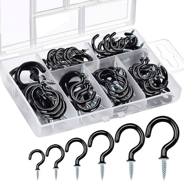 hooks & rails 70 pcs black cup screw hooks,6 size coated ceiling hanger for hanging plants, mugs, christmas lights, wall hangers
hooks & rails 70 pcs black cup screw hooks,6 size coated ceiling hanger for hanging plants, mugs, christmas lights, wall hangers