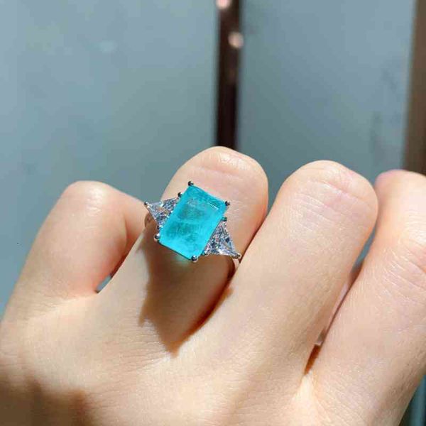 temperament simulation palaiba women's rectangular emerald zircon ring, Silver
temperament simulation palaiba women's rectangular emerald zircon ring, Silver