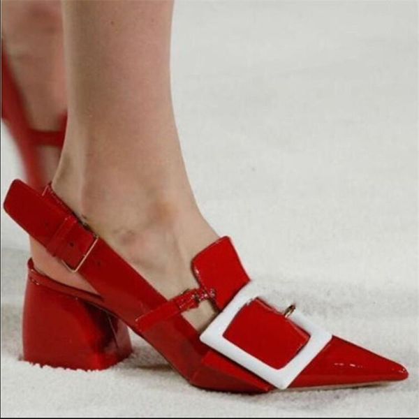dress shoes pointed toe runway woman thick heel red wedding bridal pumps chunky heels bukcle sandals escarpins sapato feminino, Black
dress shoes pointed toe runway woman thick heel red wedding bridal pumps chunky heels bukcle sandals escarpins sapato feminino, Black