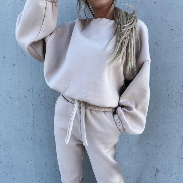 women's two piece pants tracksuit casual sports suit autumn and winter loose long-sleeved sweatshirts long pant fleece sets, White
women's two piece pants tracksuit casual sports suit autumn and winter loose long-sleeved sweatshirts long pant fleece sets, White