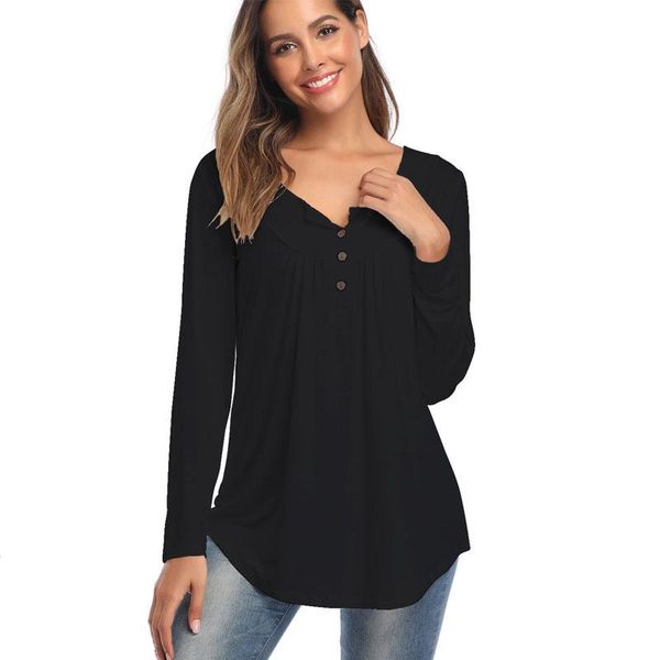 women's blouses & shirts women solid v neck long sleeve loose casual t-shirts blouse female clothing, White
women's blouses & shirts women solid v neck long sleeve loose casual t-shirts blouse female clothing, White