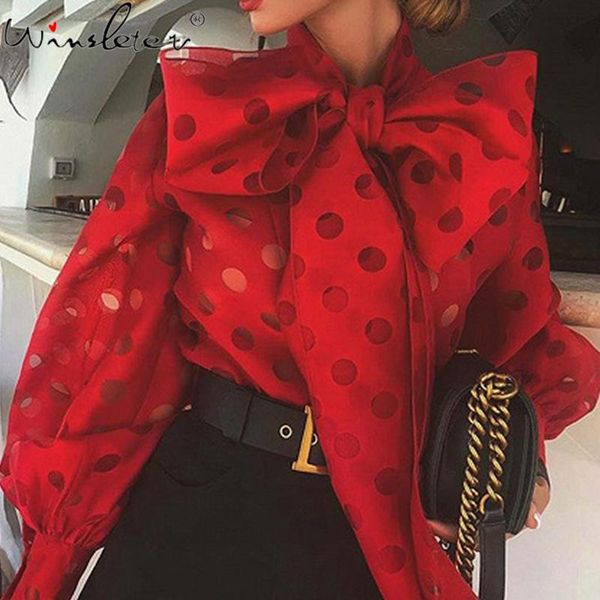 women's blouses & shirts chic women 2021 fashion lantern sleeve tie bow office shirt blouse polka dot casual femininas t04126b, White
women's blouses & shirts chic women 2021 fashion lantern sleeve tie bow office shirt blouse polka dot casual femininas t04126b, White