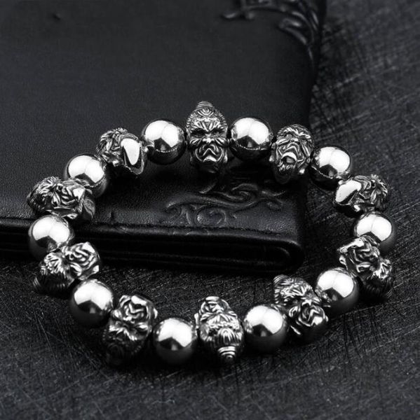 beaded, strands vintage style double-sided beads skull bracelet for men silver color rock jewelry gift rapper charm, Black
beaded, strands vintage style double-sided beads skull bracelet for men silver color rock jewelry gift rapper charm, Black