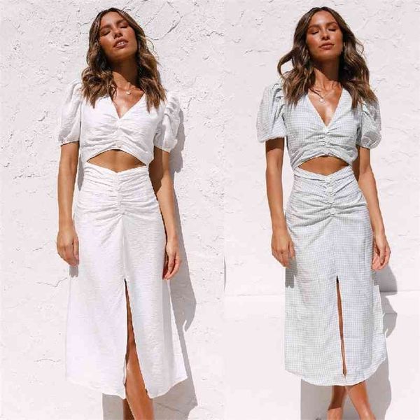 summer v neck hollow out women's collage fashion maxi dress ladies white puff sleeve split long vestido de mujer 210520, Black;gray
summer v neck hollow out women's collage fashion maxi dress ladies white puff sleeve split long vestido de mujer 210520, Black;gray