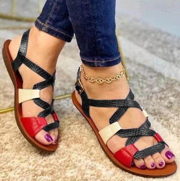 sandals summer women's casual pu leather color matching cross belt adjustable button flat fashion beach shoes 2021, Black
sandals summer women's casual pu leather color matching cross belt adjustable button flat fashion beach shoes 2021, Black