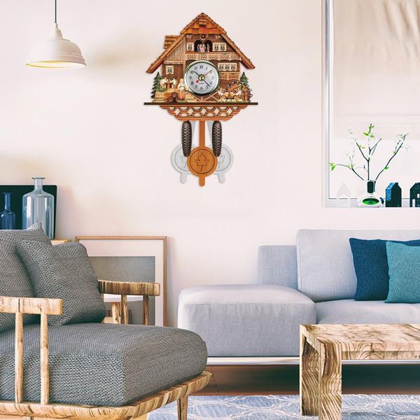wall clocks cuckoo clock chime alarm retro wooden living room modern decorations home day time