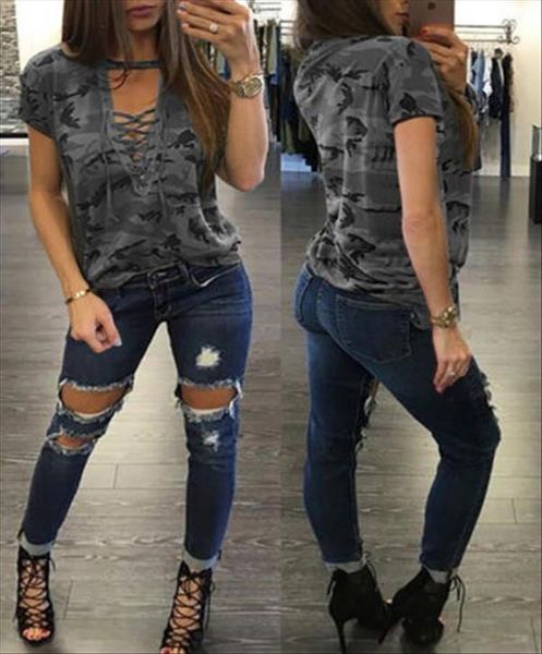summer short sleeve camouflage women loose casual bandage hollow out gray army green, White
summer short sleeve camouflage women loose casual bandage hollow out gray army green, White