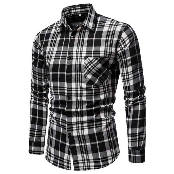 men's dress shirts 2021 spring fashion 100% cotton plaid shirt men casual social business male long sleeve mens, White;black
men's dress shirts 2021 spring fashion 100% cotton plaid shirt men casual social business male long sleeve mens, White;black